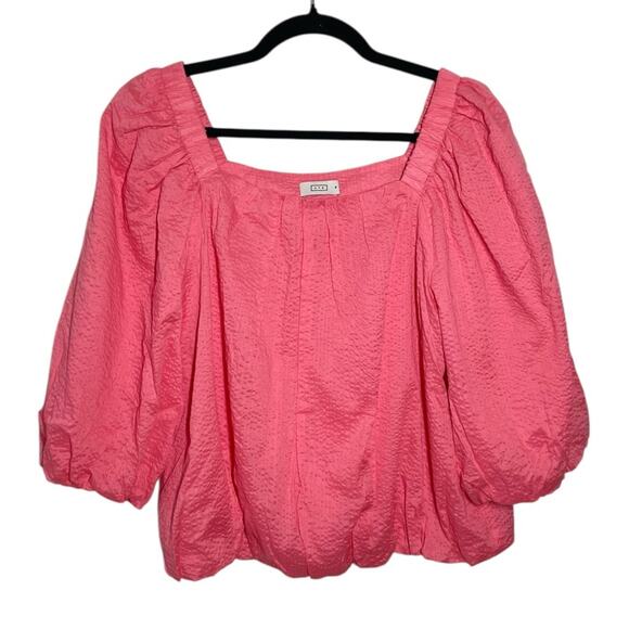 AYR Pink Cotton Square Neck Puff Sleeve Midsummer Top Medium - Picture 1 of 8
